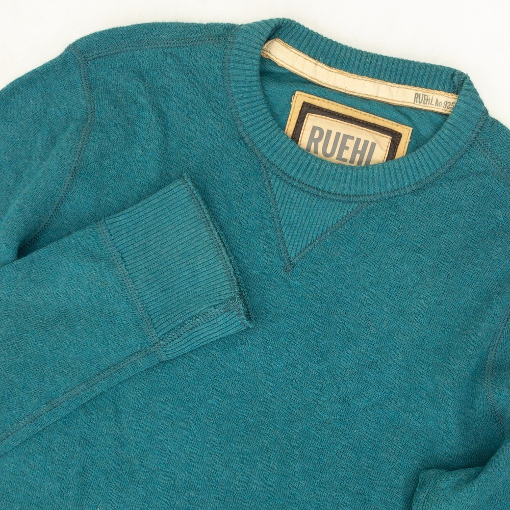 Ruehl No.925 Sweater Mens XXL Teal Blue Cotton Wool Blend Crewneck Y2K Knit